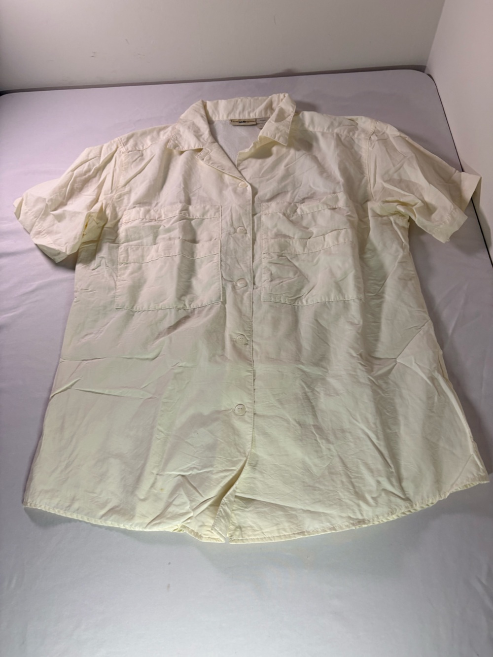 TravelSmith Short Sleeve Button-Down Shirt - Cream